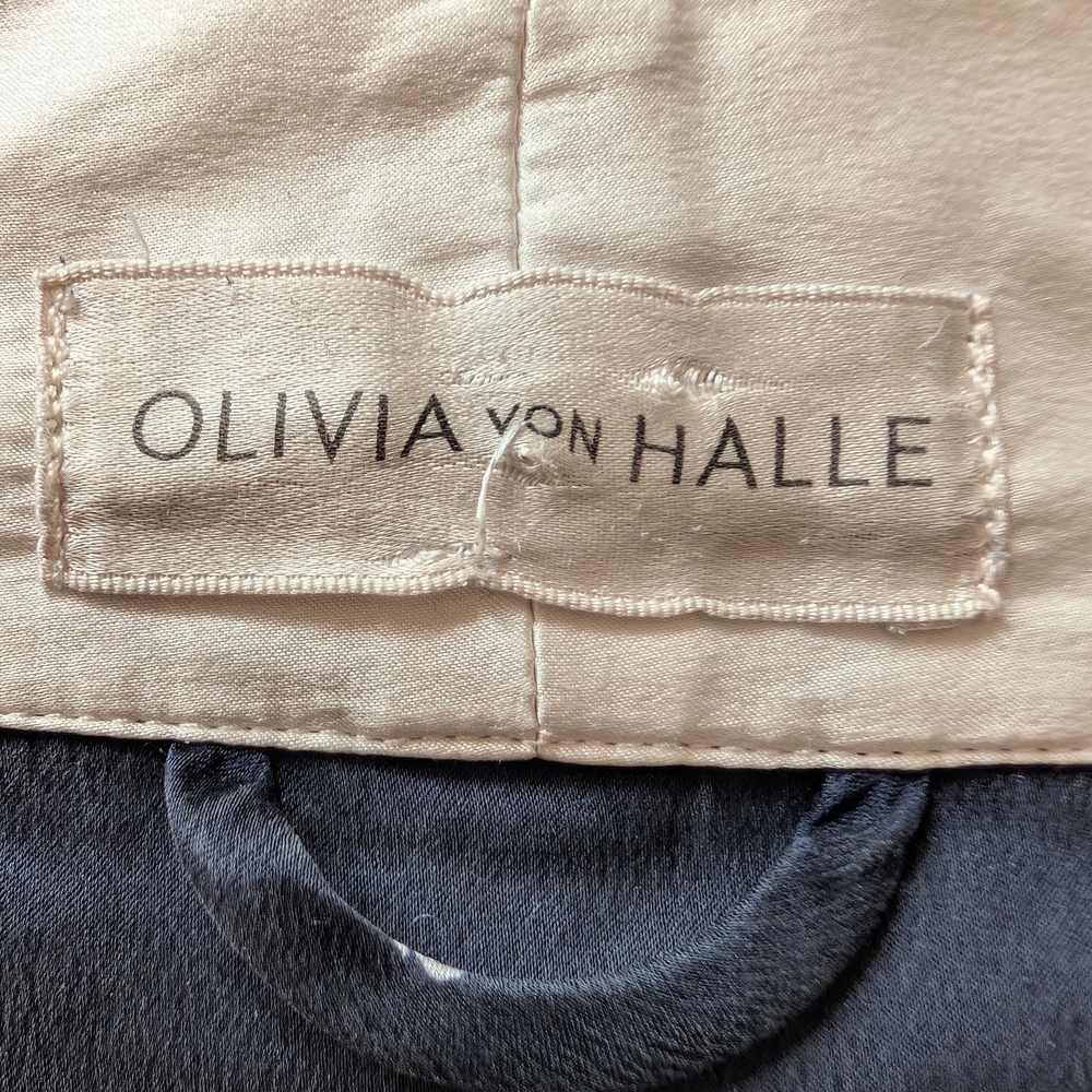 Olivia von Halle Lila Duet Swan Silk Pajama Set With Robe, Navy, SZ S/OS - Picture 14 of 16